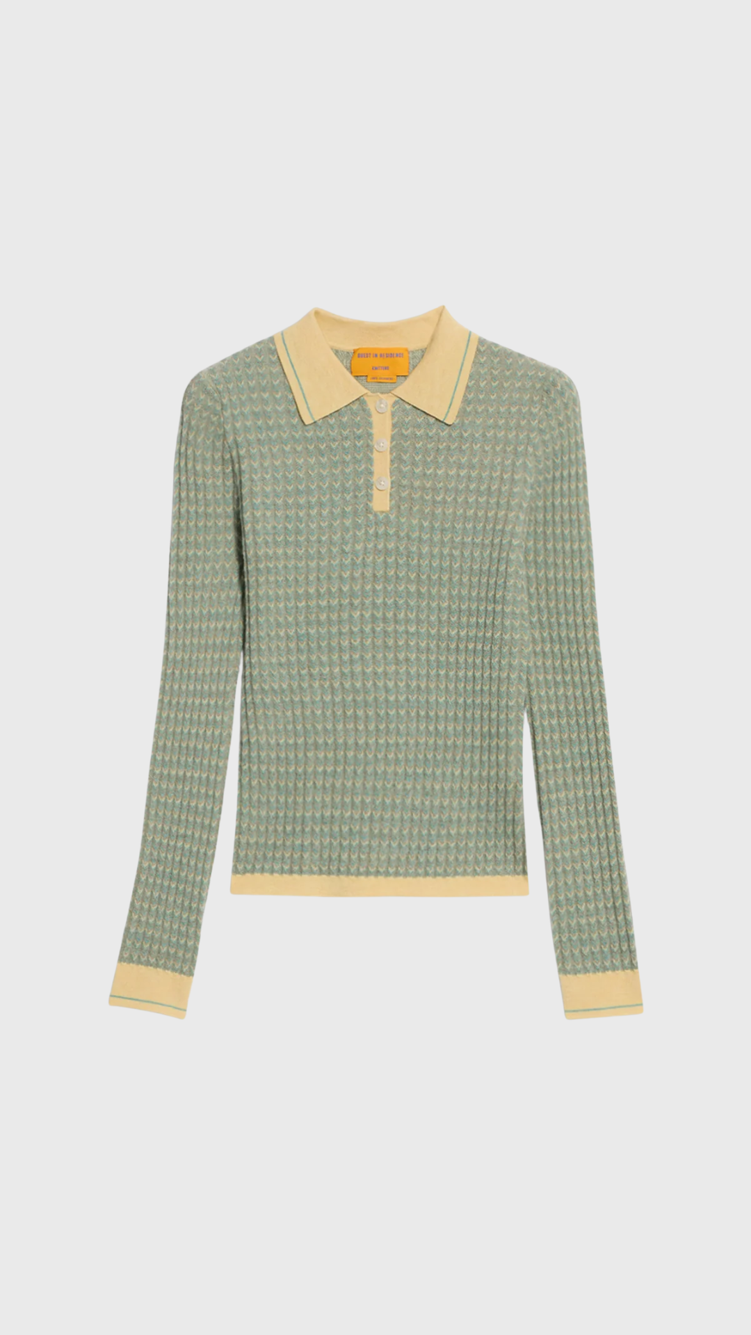 Guest in Residence Chevron Polo Top in Butter Combo