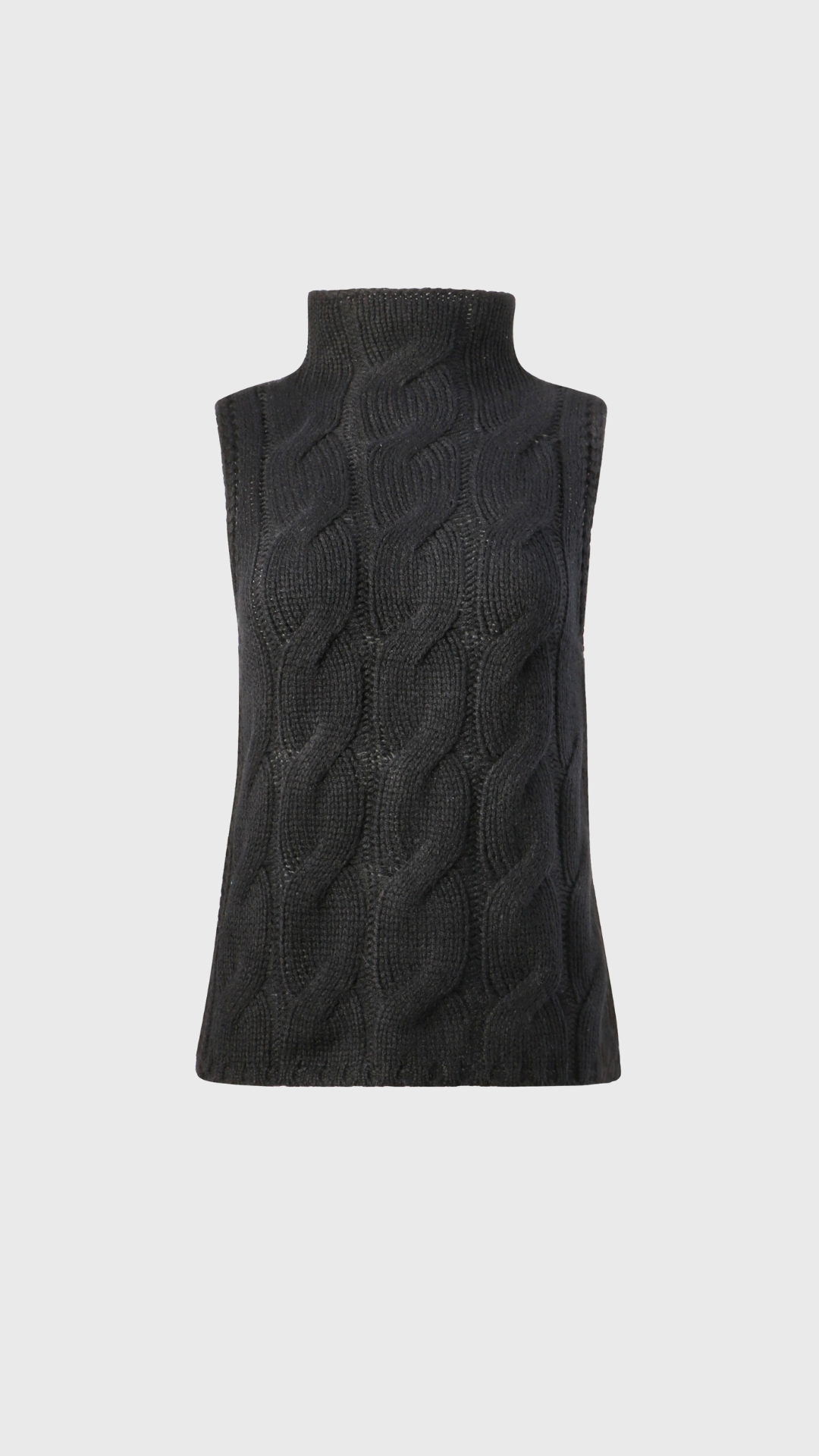 Sablyn Salvia Sleeveless Cable Turtleneck in Black