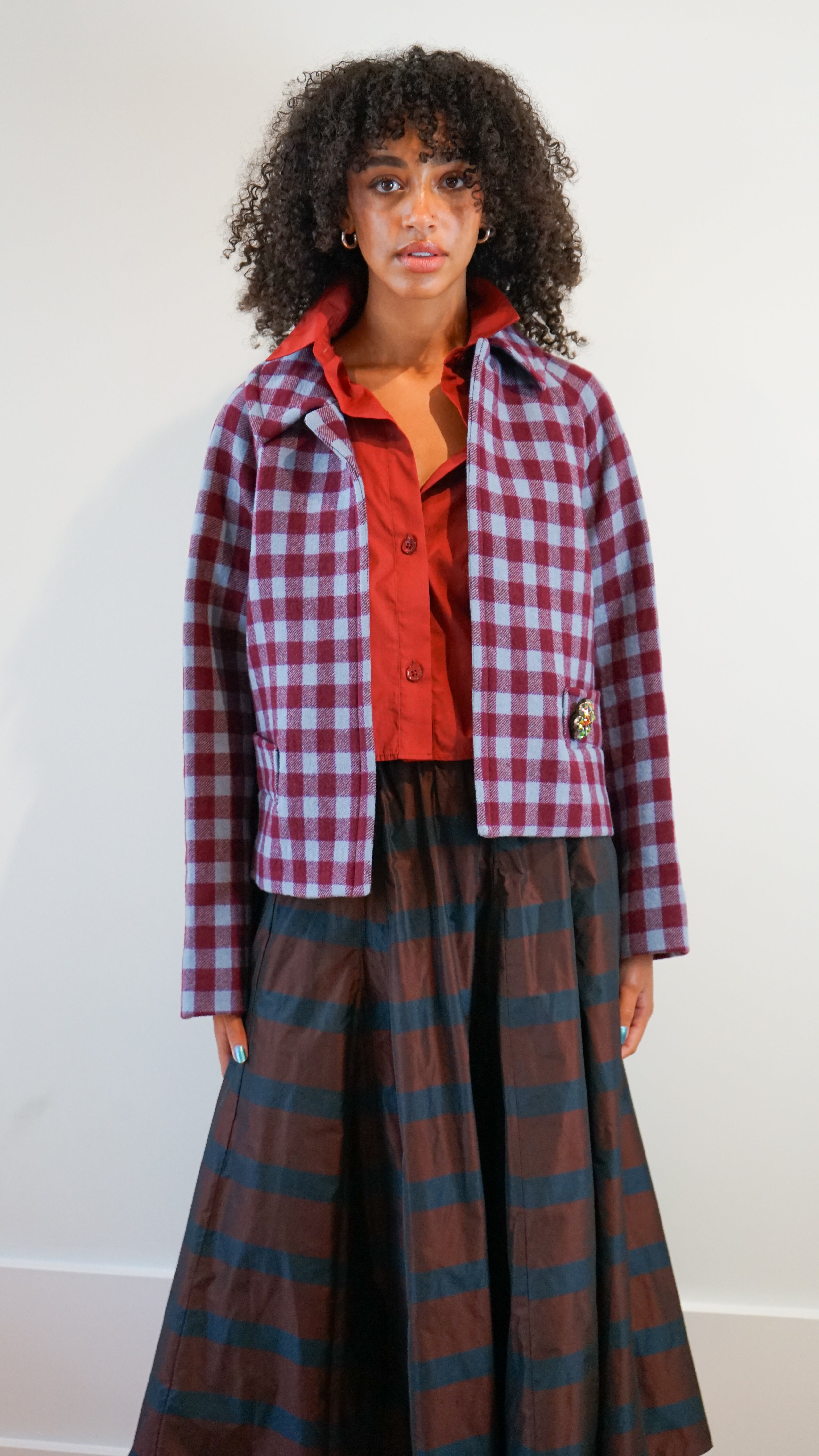 Odeeh Cropped Check Jacket