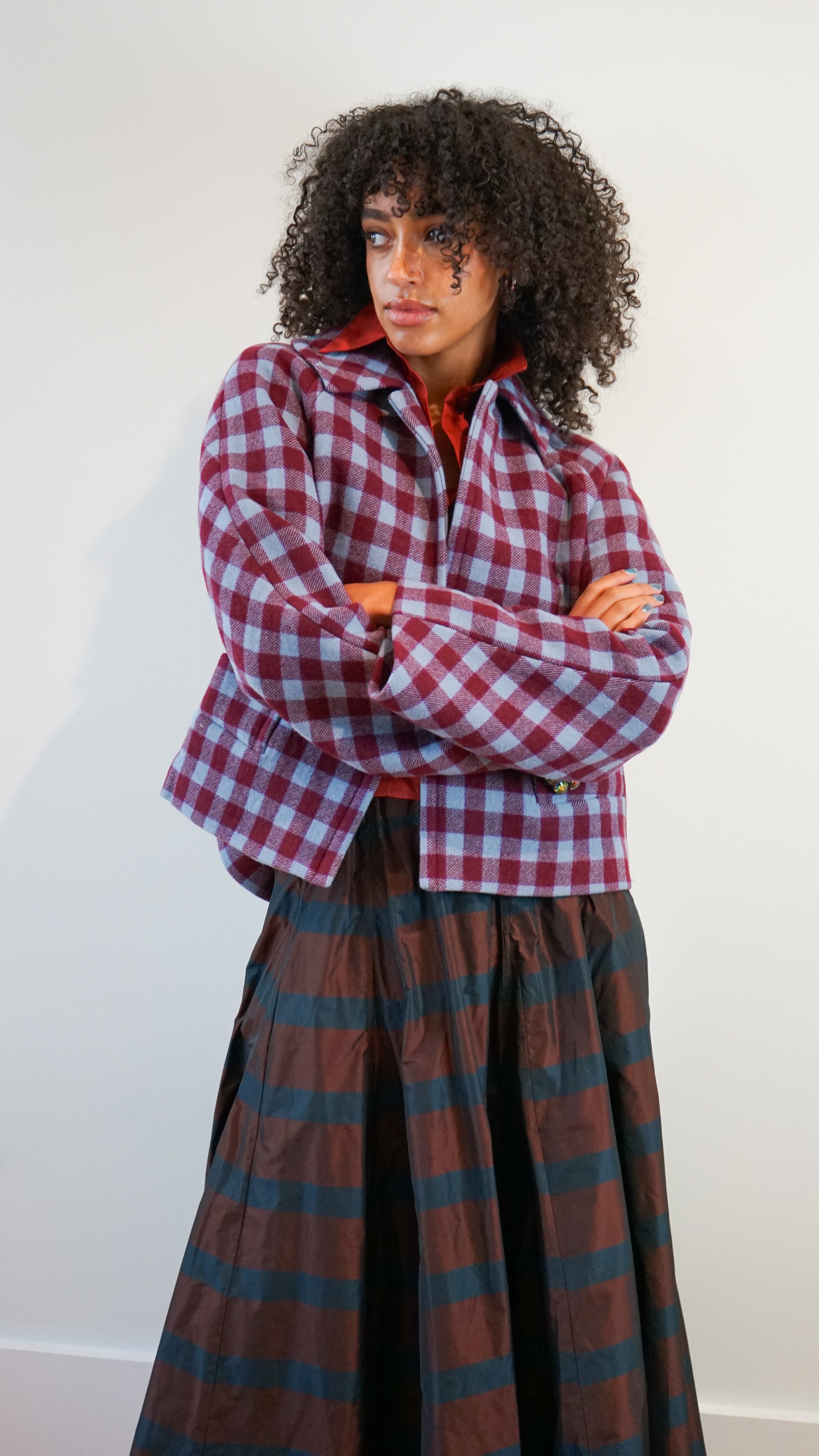 Odeeh Cropped Check Jacket