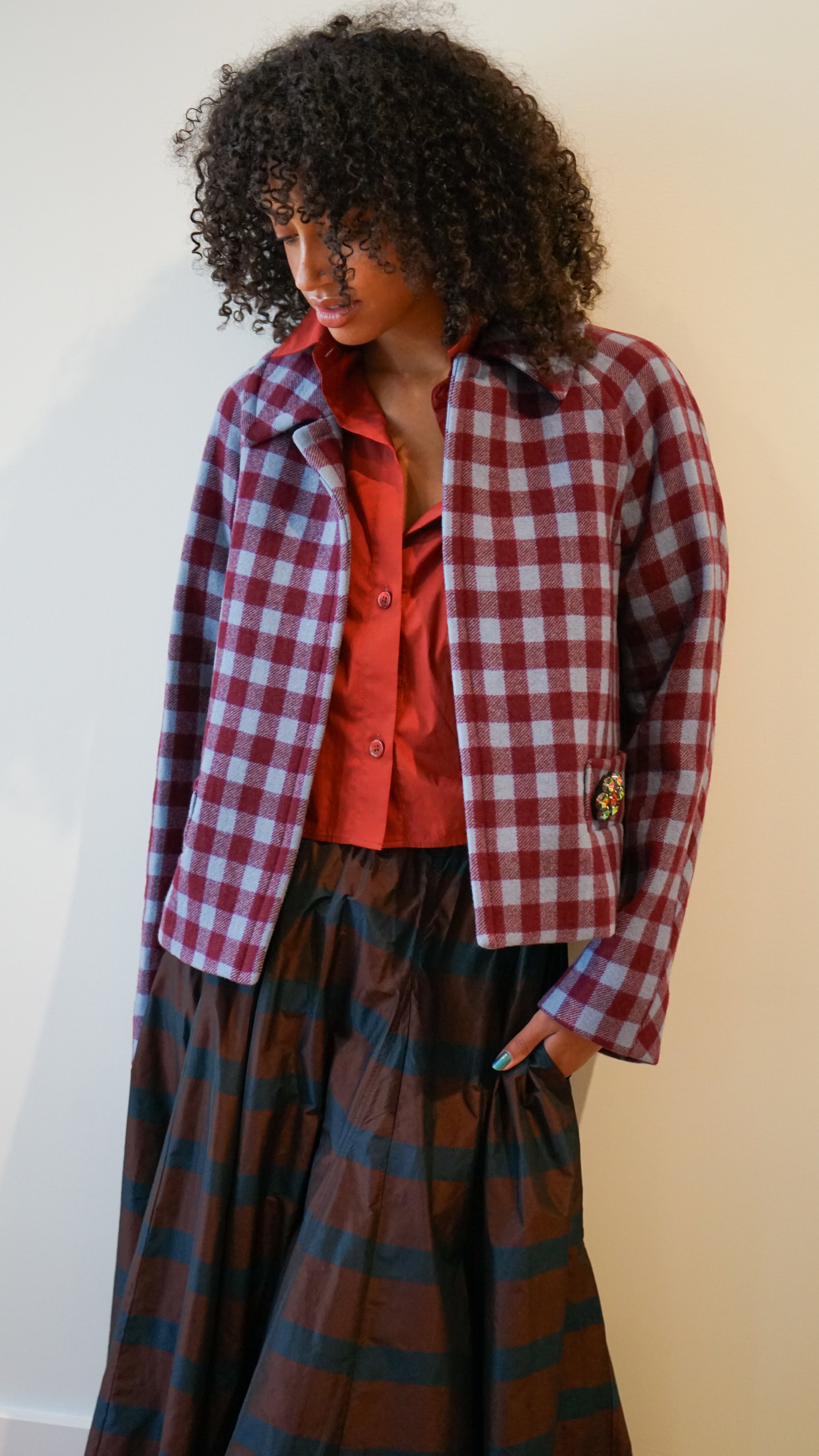 Odeeh Cropped Check Jacket