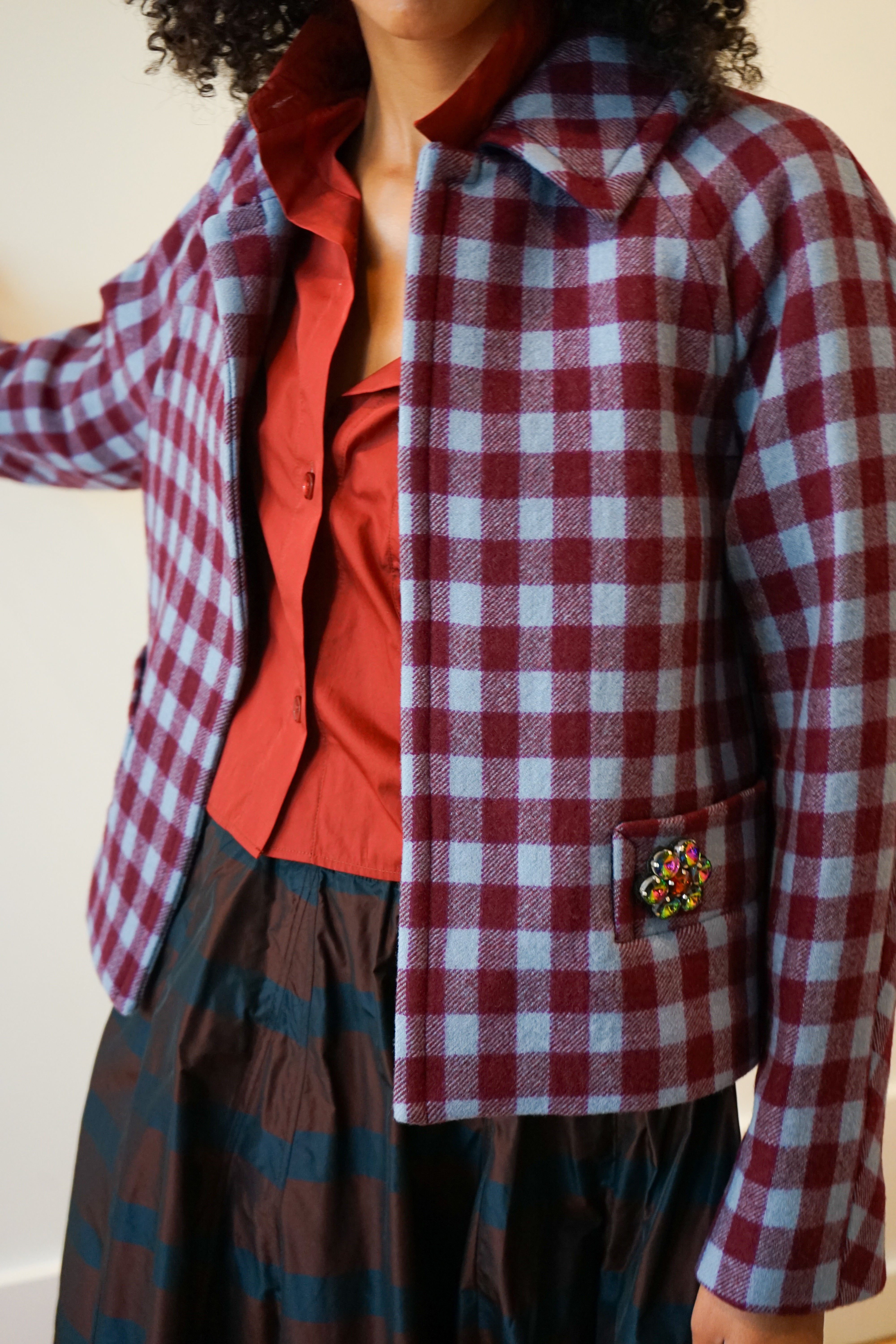 Odeeh Cropped Check Jacket