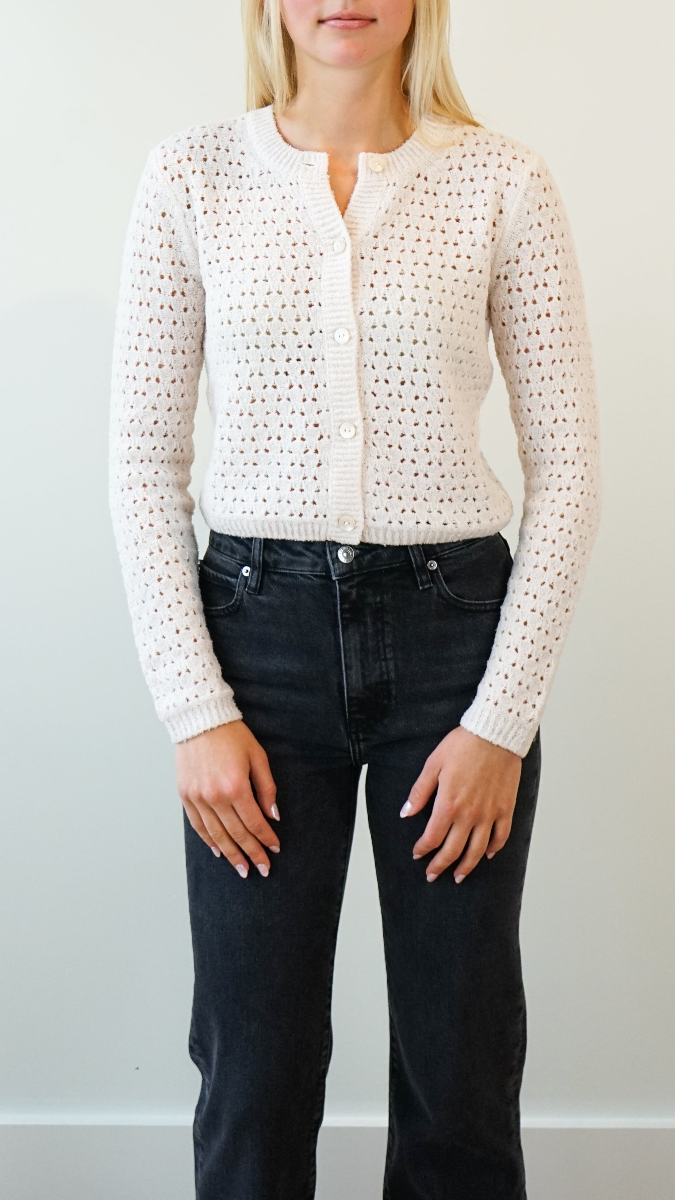 Frame The Chenille Cardi in Cream
