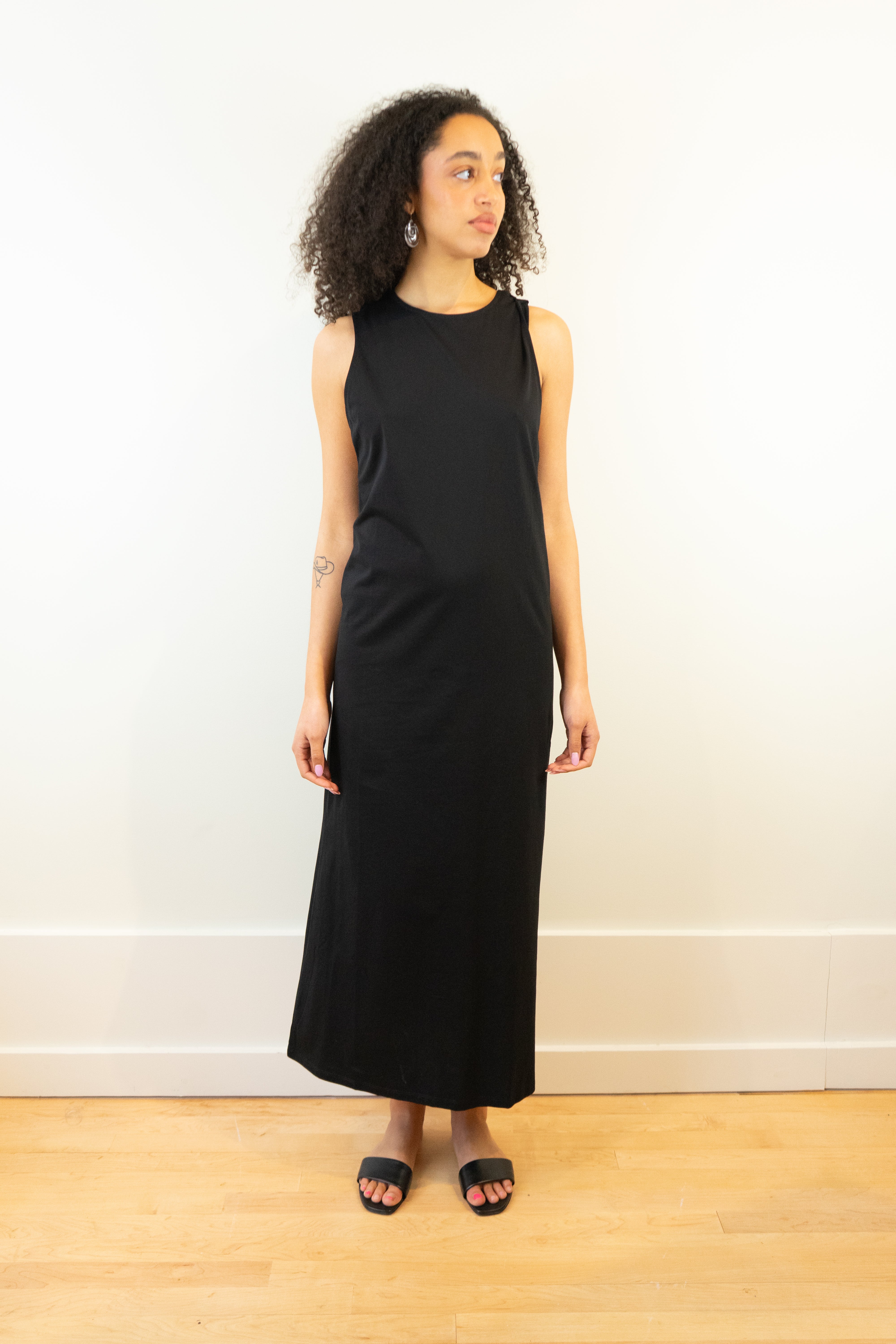 Loulou de Saison Rayna Backless Cotton Dress in Black