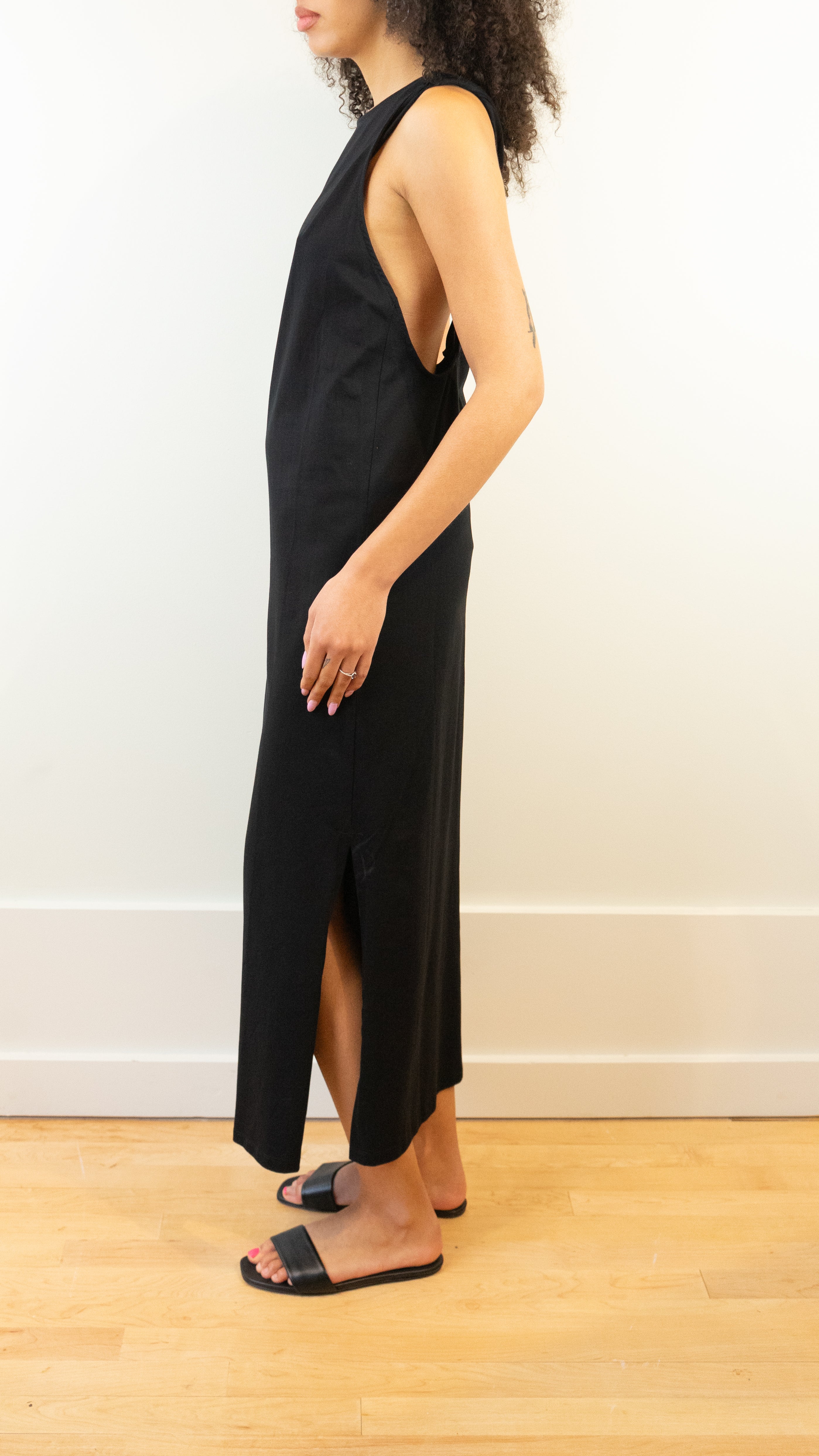 Loulou de Saison Rayna Backless Cotton Dress in Black