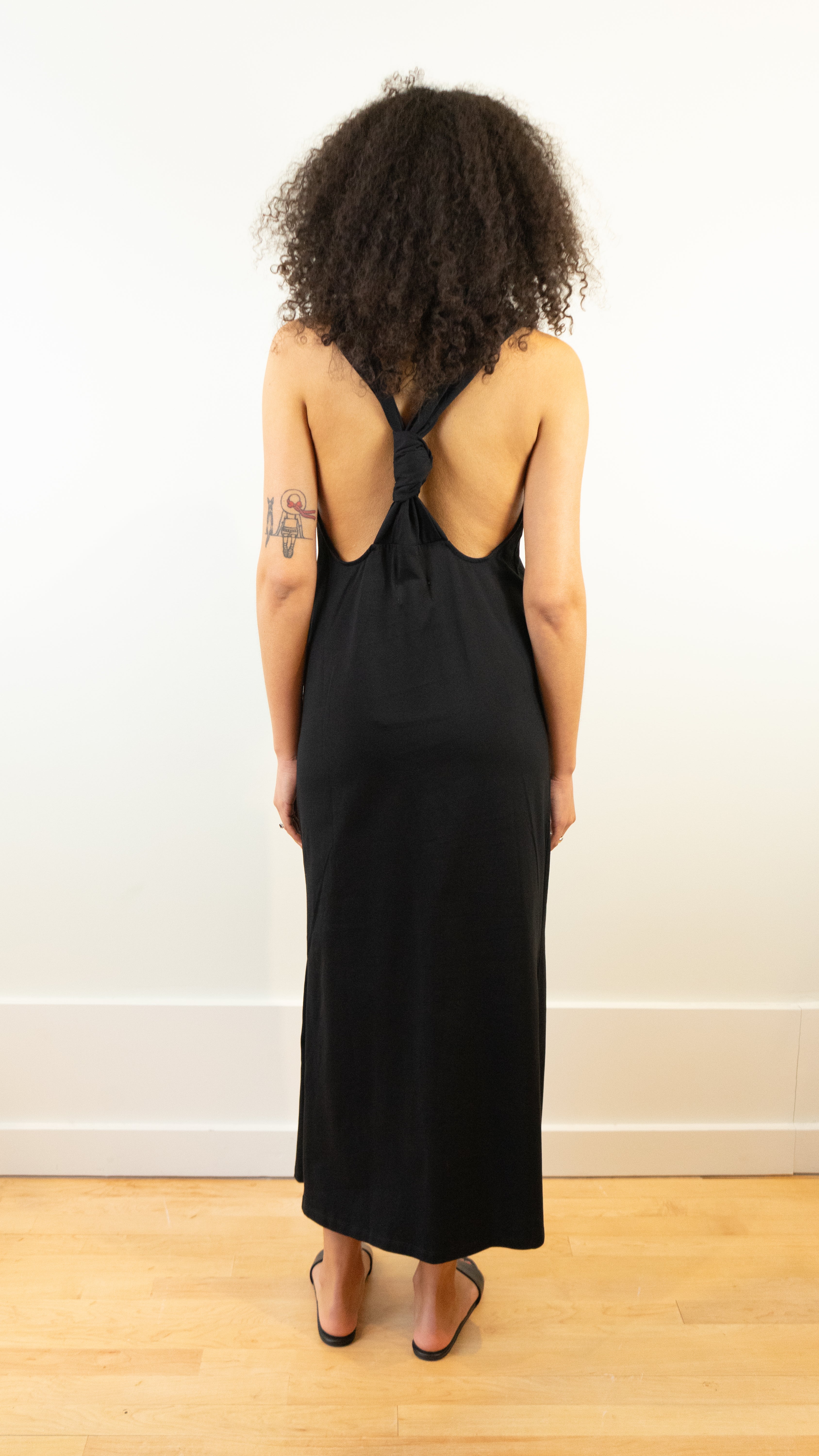 Loulou de Saison Rayna Backless Cotton Dress in Black