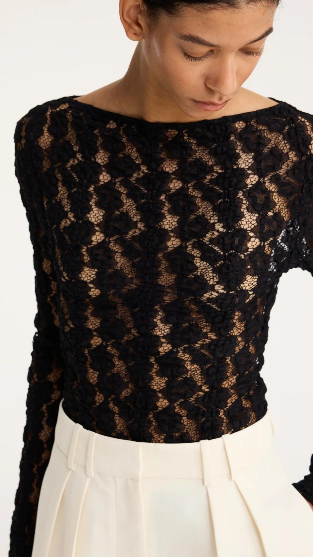 ROHE Lace Boat Neck Top