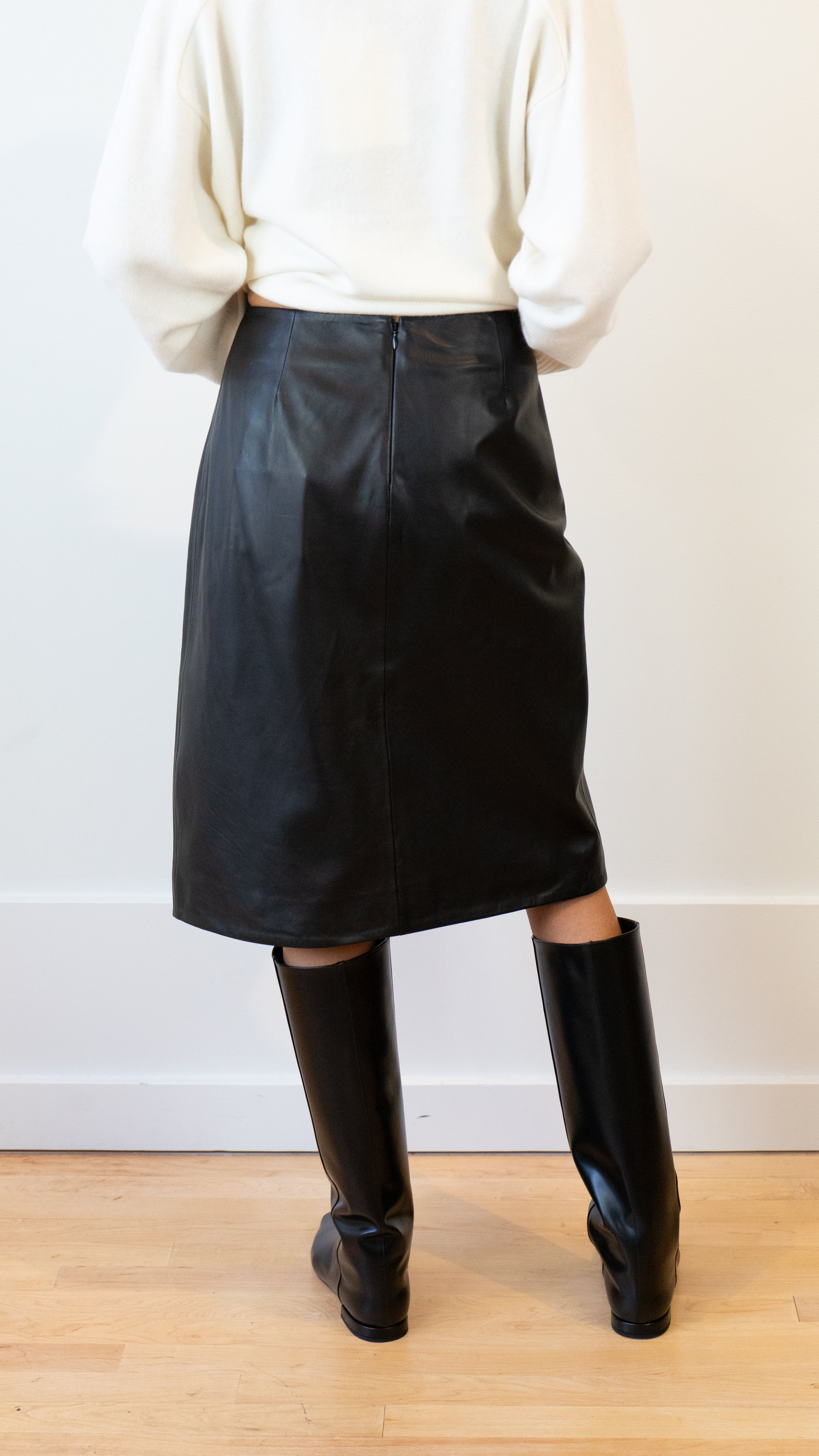 Loulou Studio Leather Slit Skirt