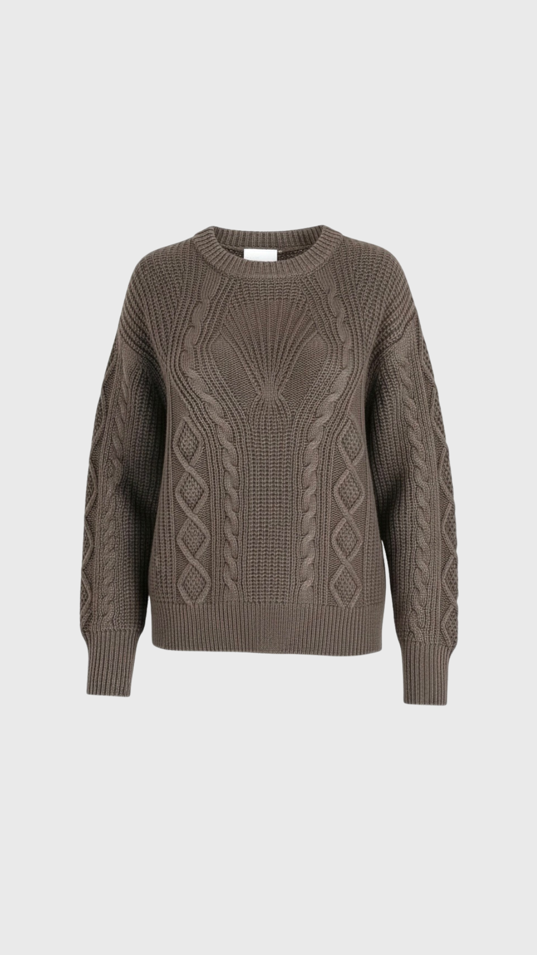 Loulou de Saison Silva Cable Knit Sweater in Taupe Melange
