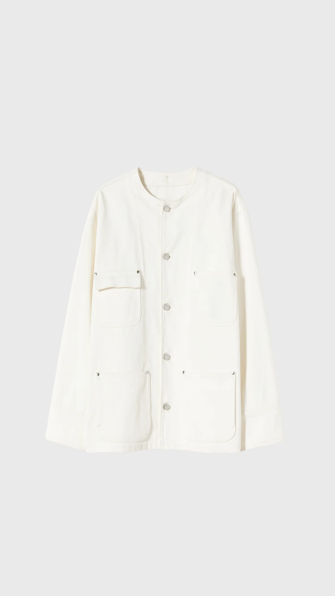 Plan C Denim Jacket With Sequin Collar in White