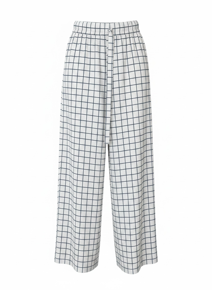 Odeeh Grid Pattern Drawstring Pant in Navy White