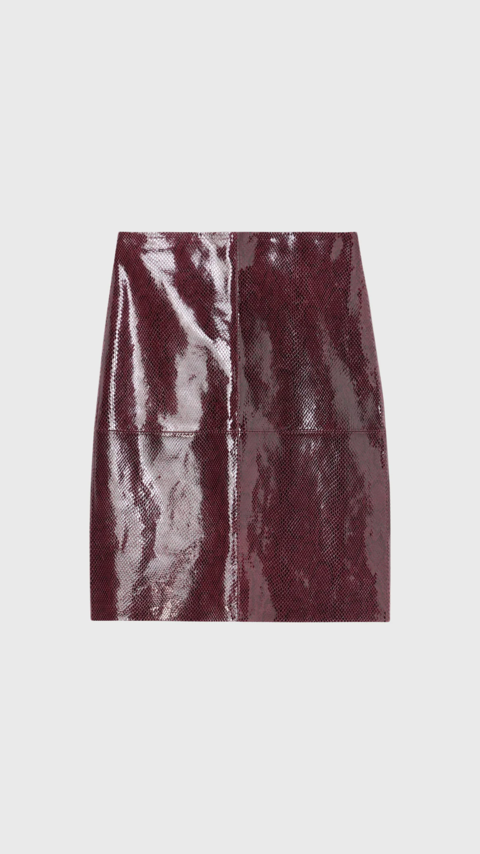 Rohe Snake Leather Skirt in Burgundy Snake