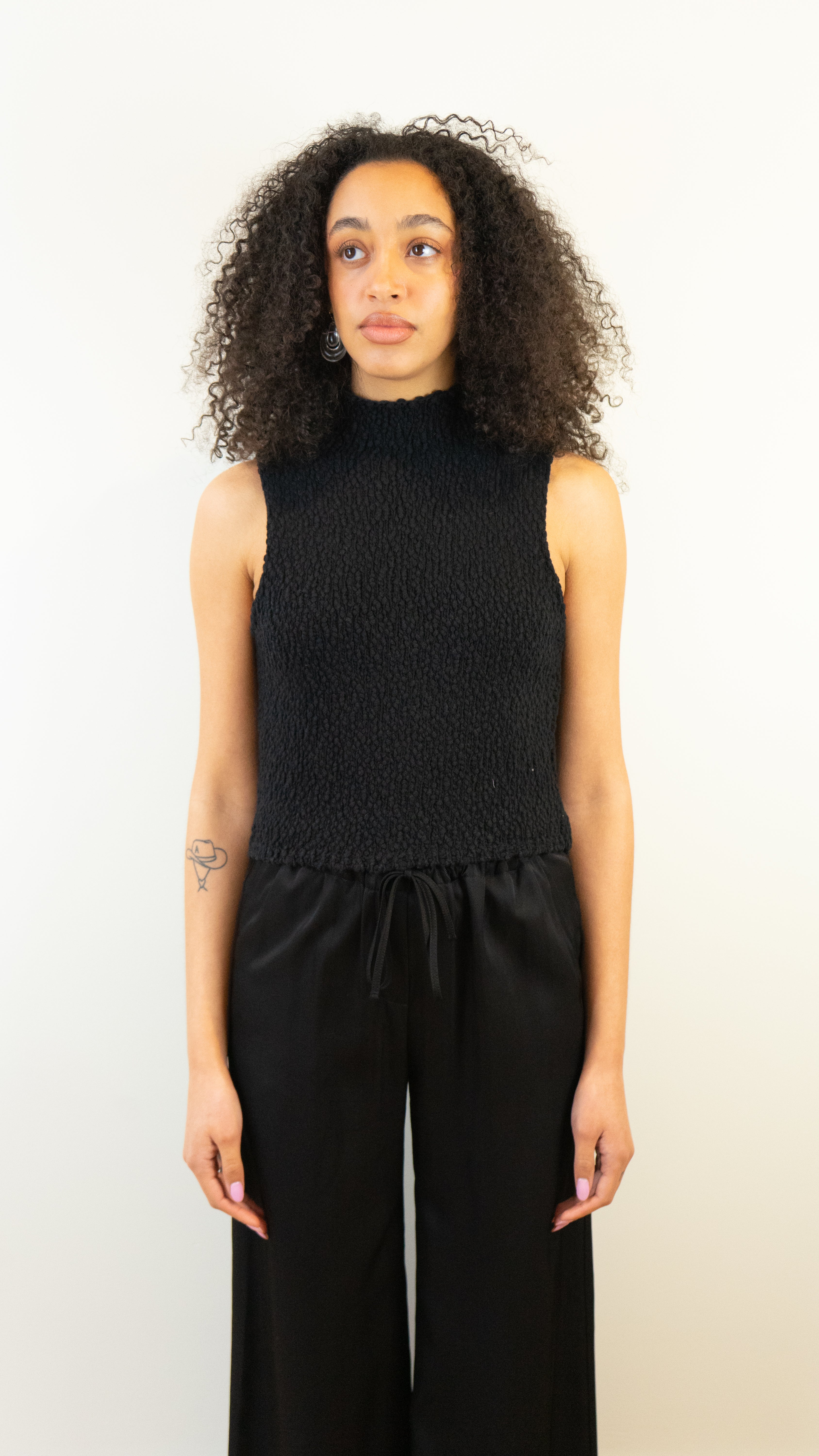 Sablyn Atticus Roll Neck Cropped Tank in Black