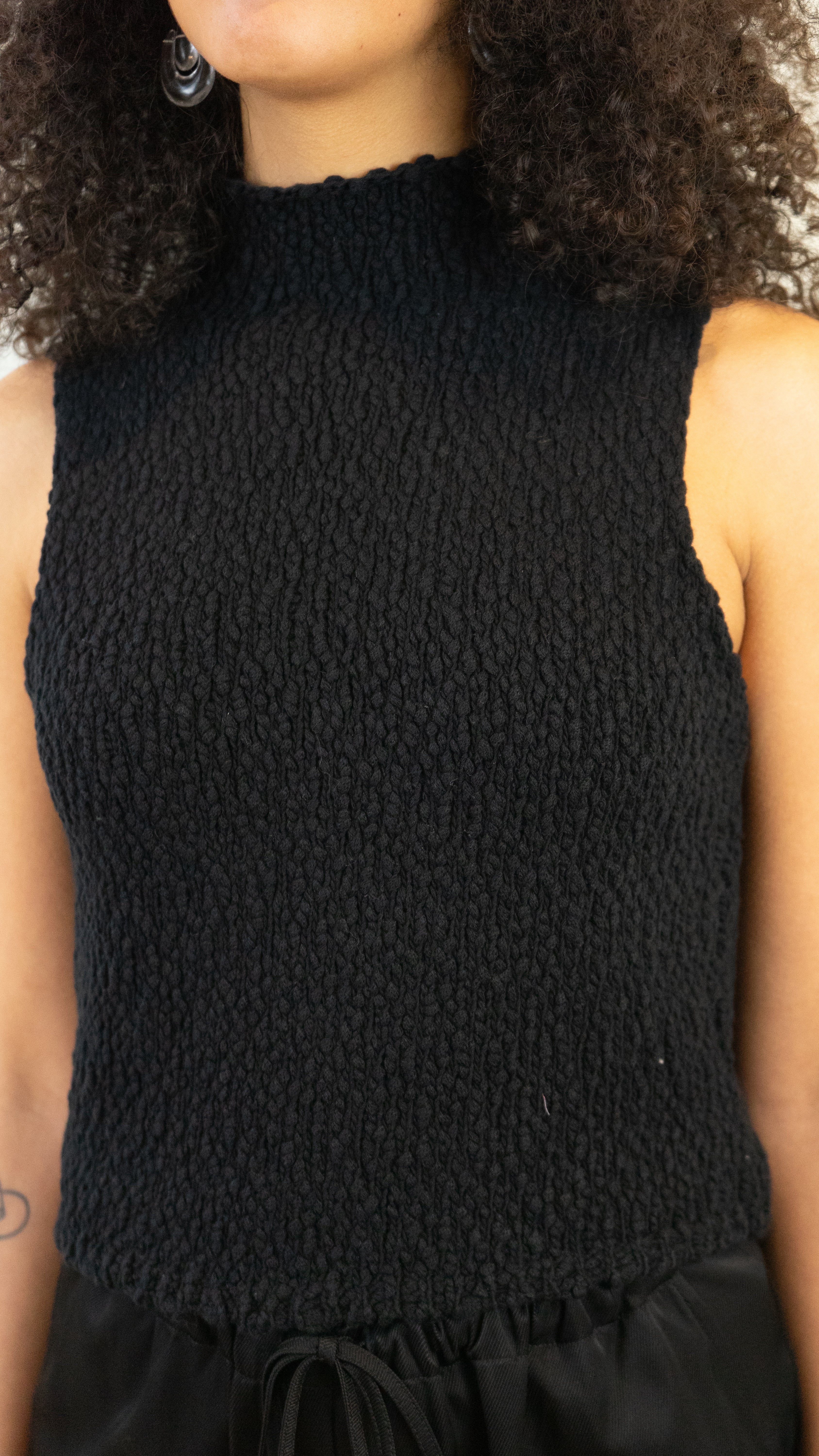 Sablyn Atticus Roll Neck Cropped Tank in Black