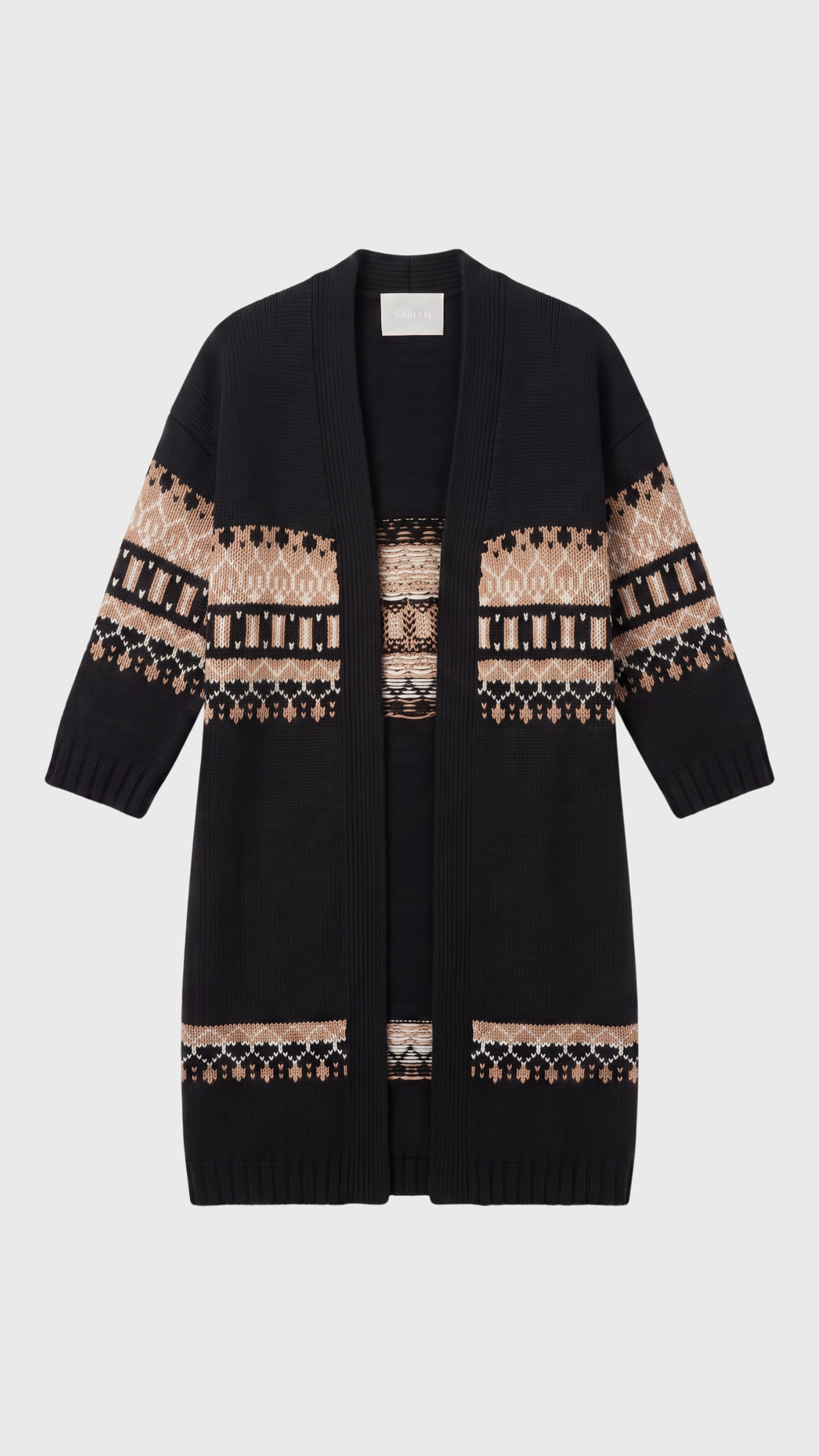 Sablyn Cedar Slouchy Fairisle Duster in Black