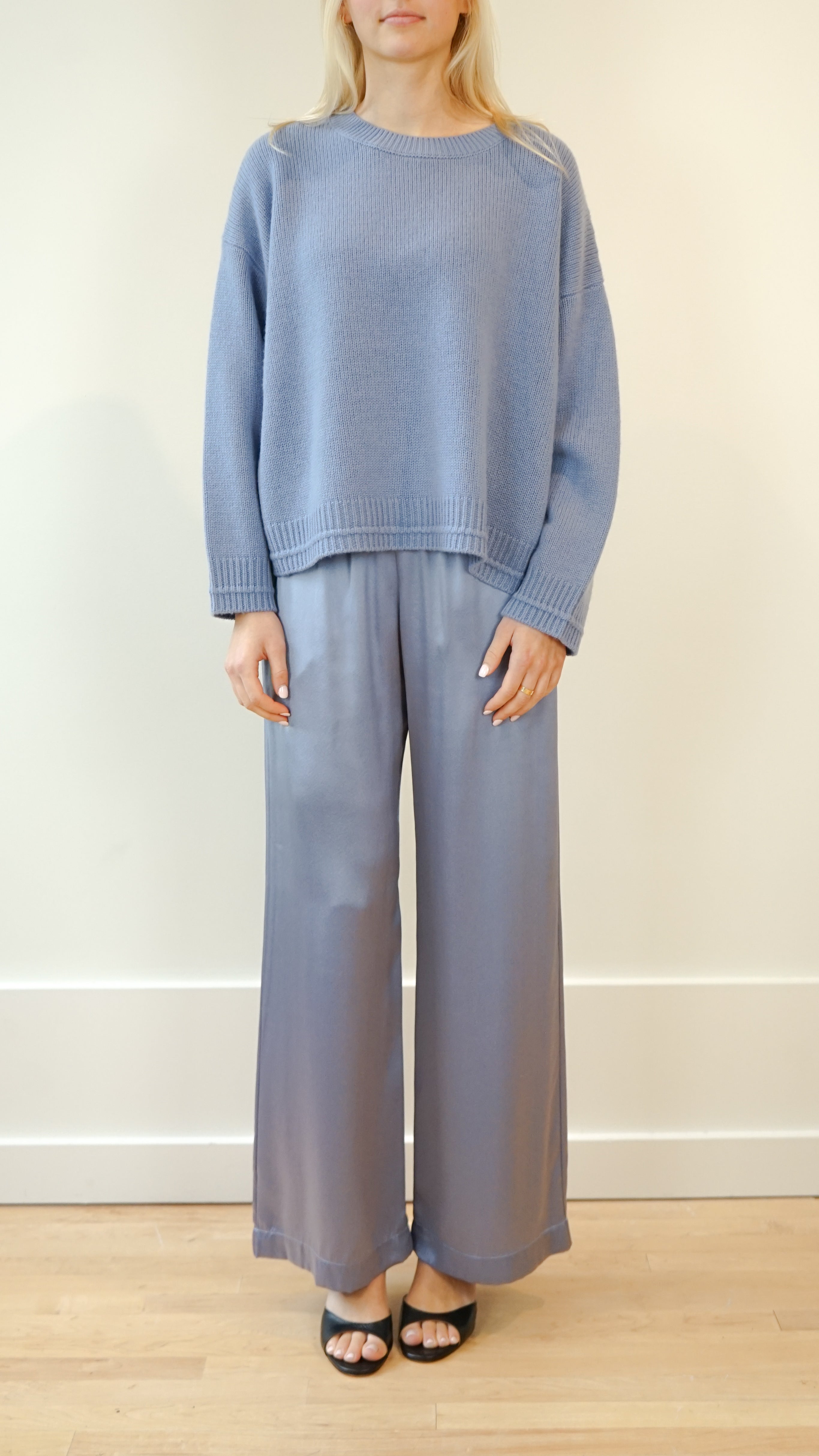 Sablyn Alston Boyfriend Crewneck in Dusty Periwinkle