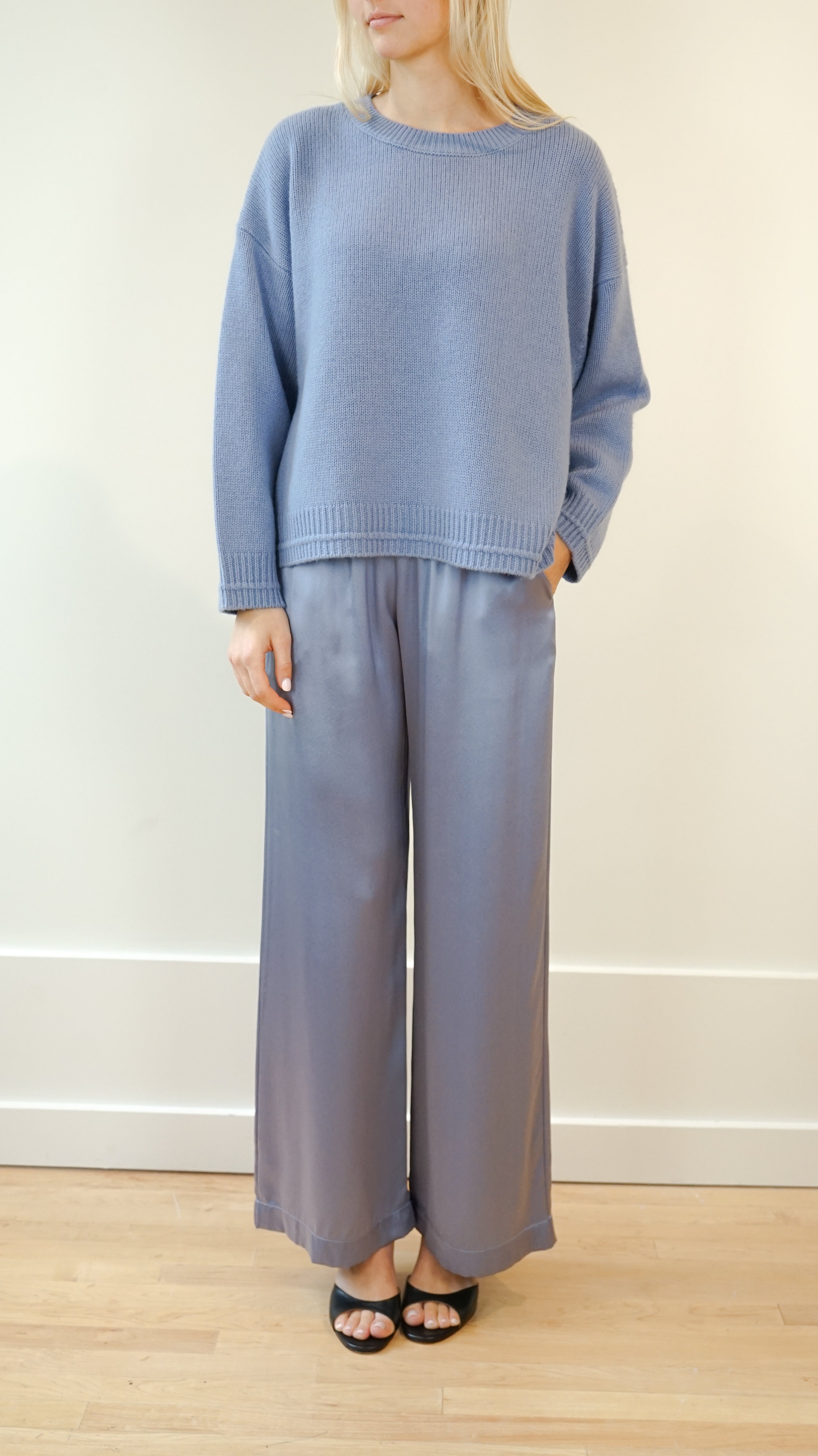 Sablyn Alston Boyfriend Crewneck in Dusty Periwinkle