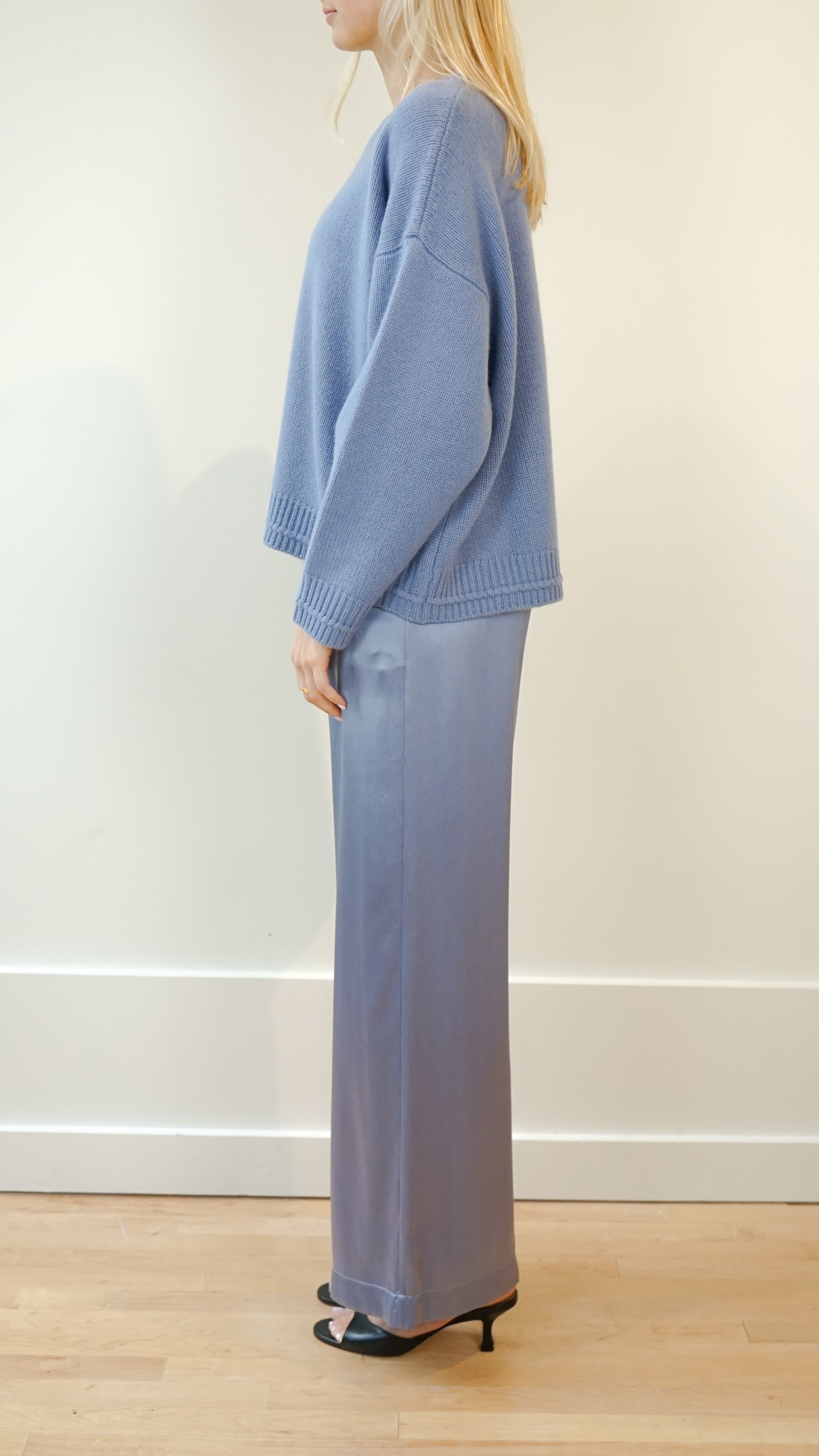 Sablyn Alston Boyfriend Crewneck in Dusty Periwinkle