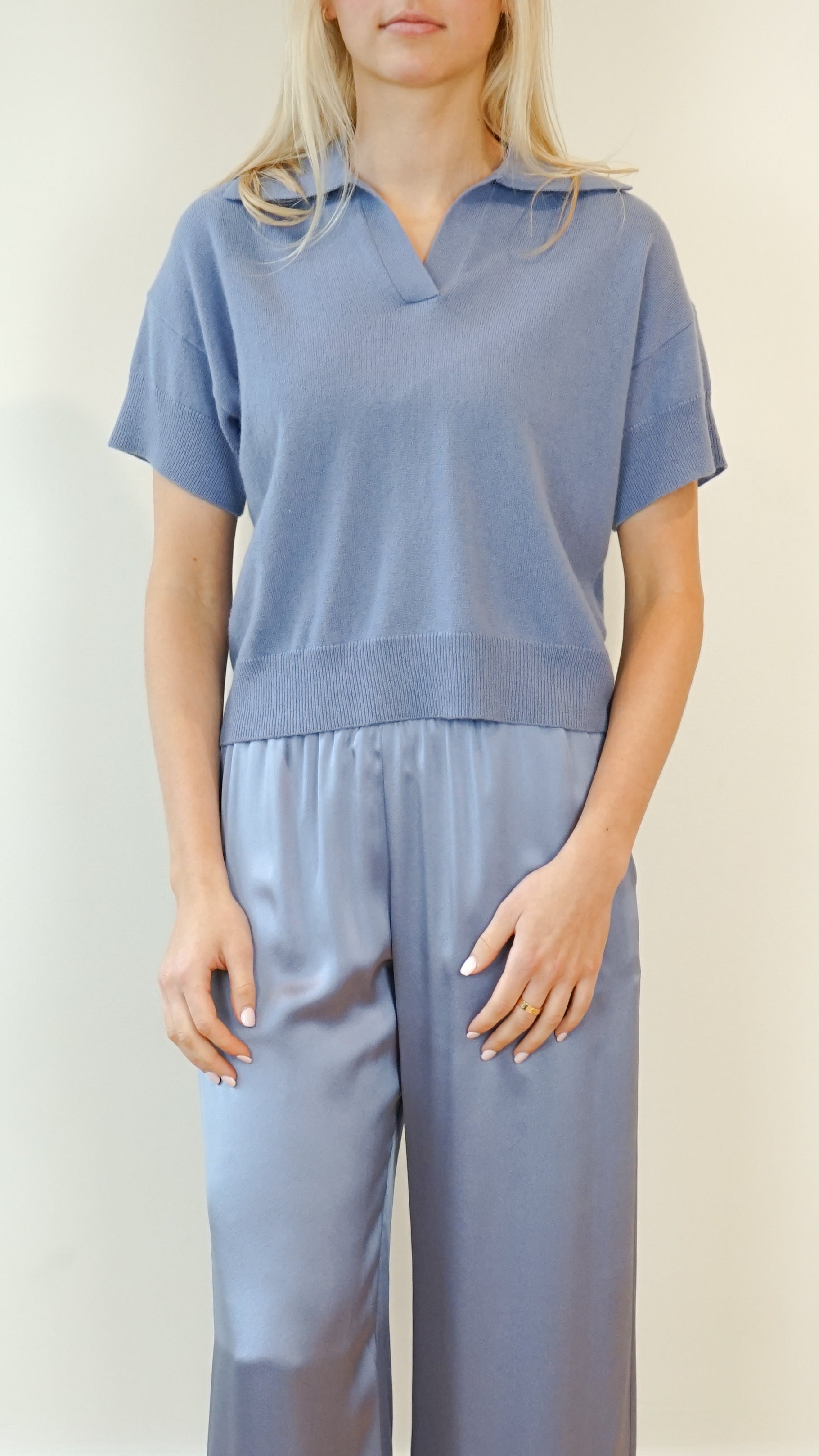 Sablyn Mirabelle Short Sleeve Polo in Dusty Periwinkle