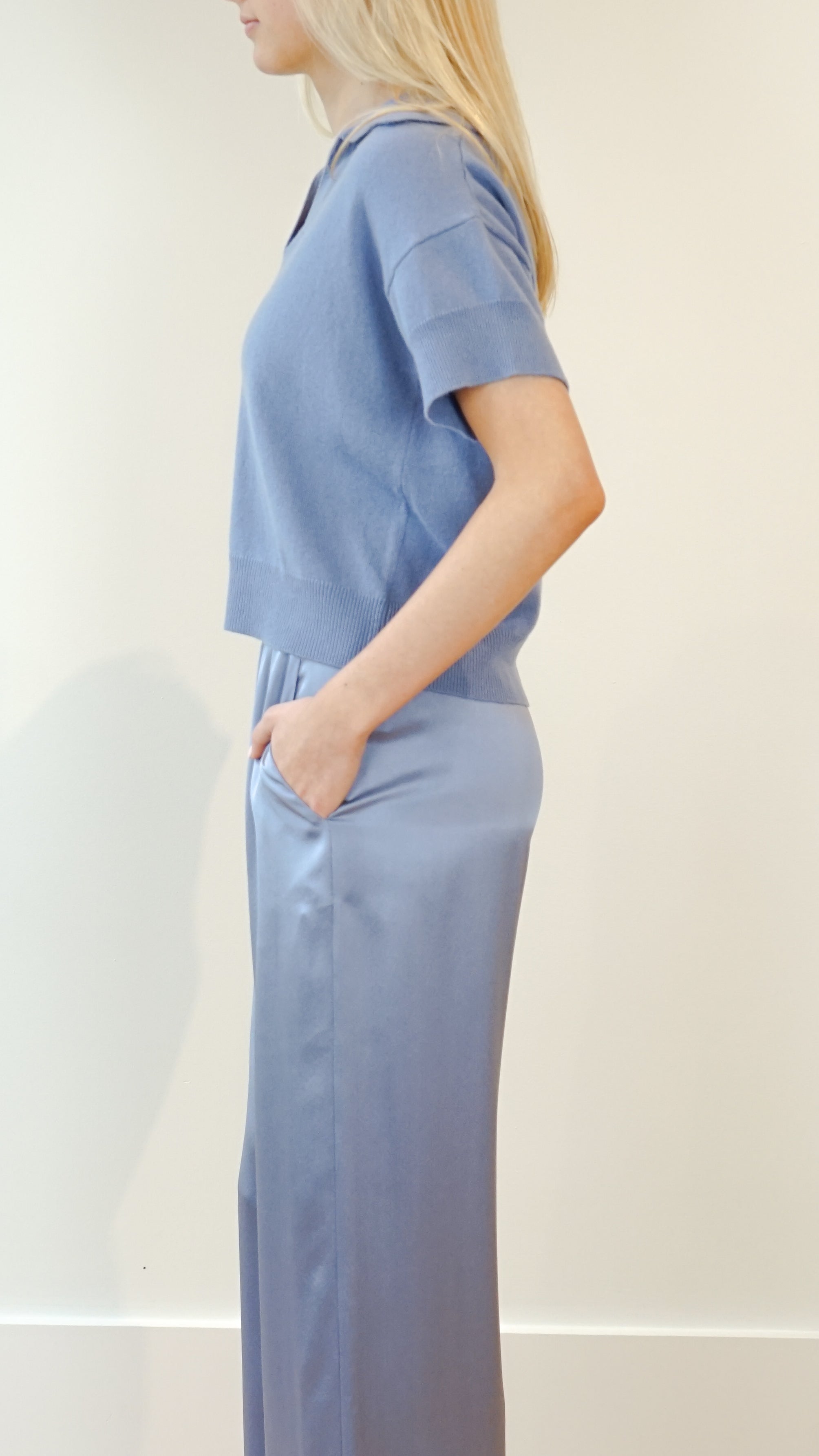 Sablyn Mirabelle Short Sleeve Polo in Dusty Periwinkle