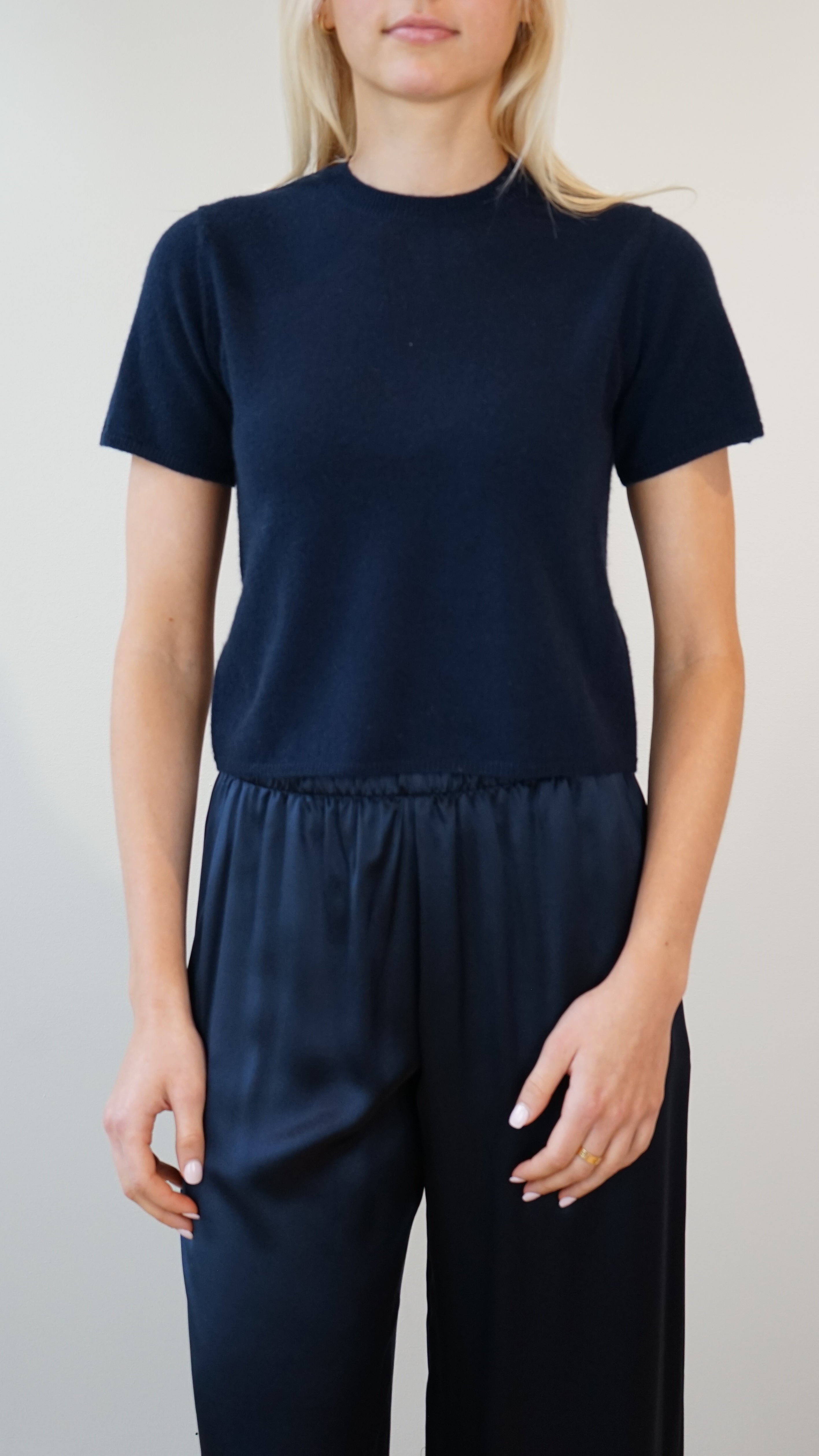 Sablyn Charleston Cashmere Crewneck Tee in Midnight Navy