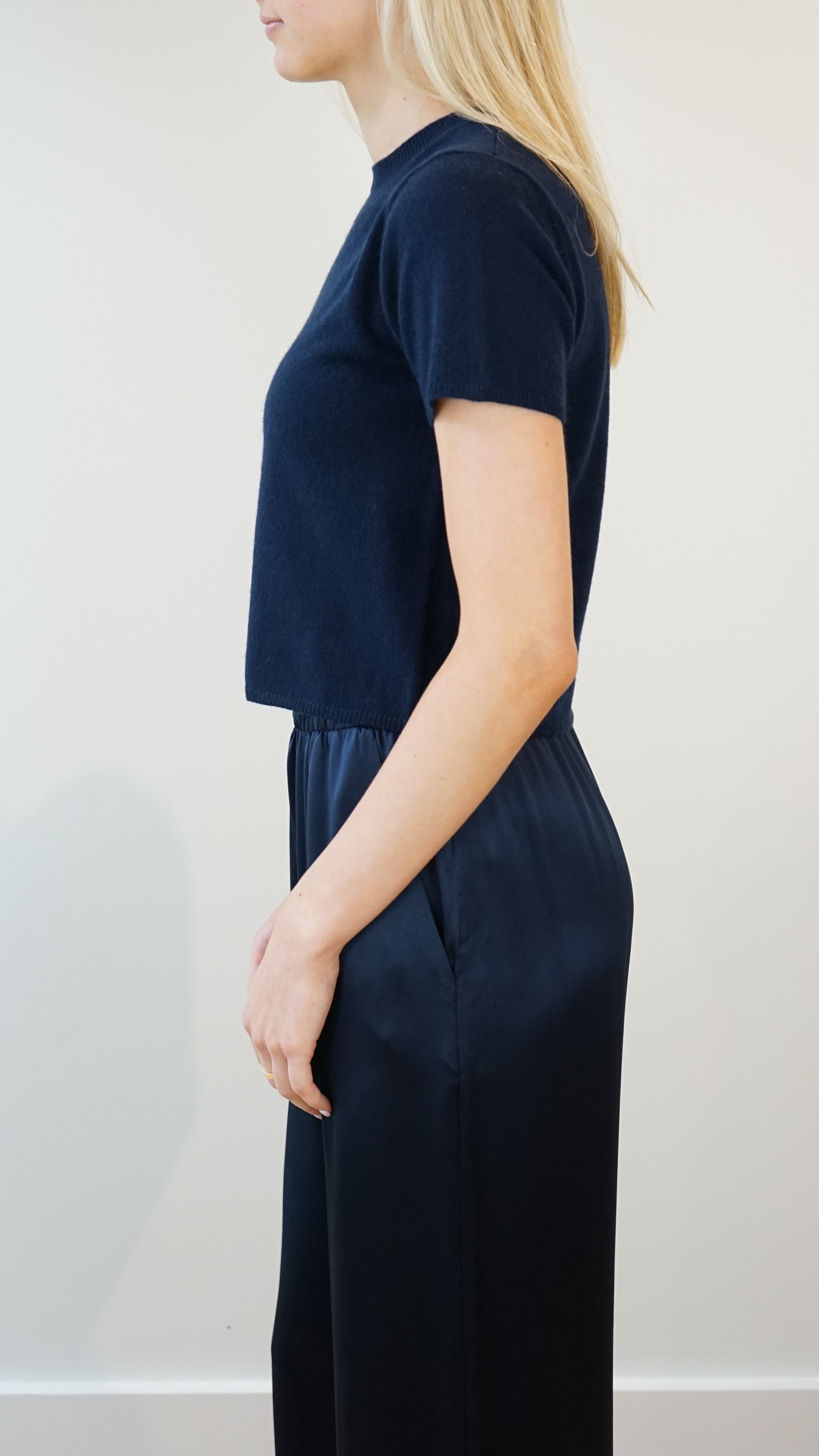 Sablyn Charleston Cashmere Crewneck Tee in Midnight Navy
