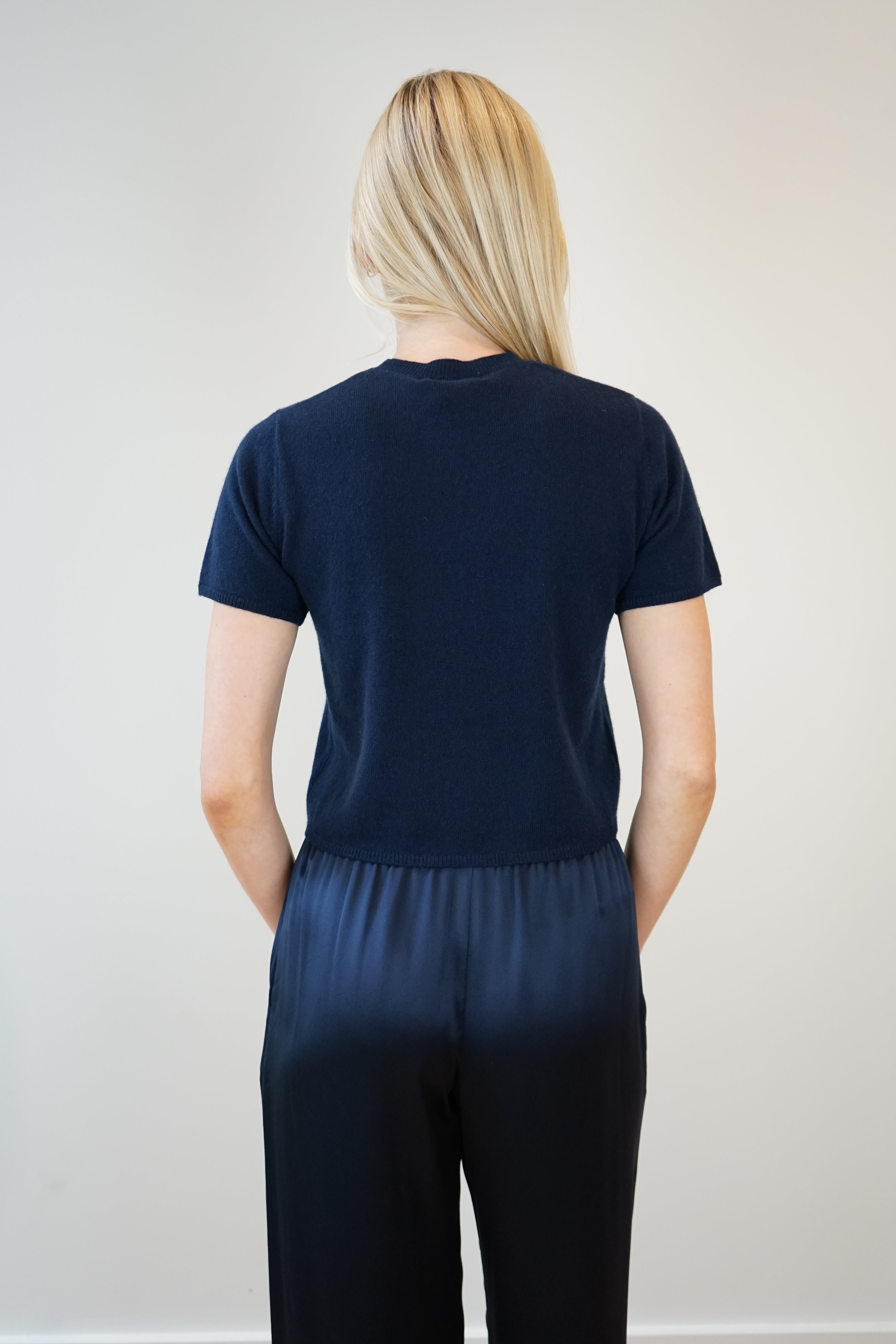 Sablyn Charleston Cashmere Crewneck Tee in Midnight Navy