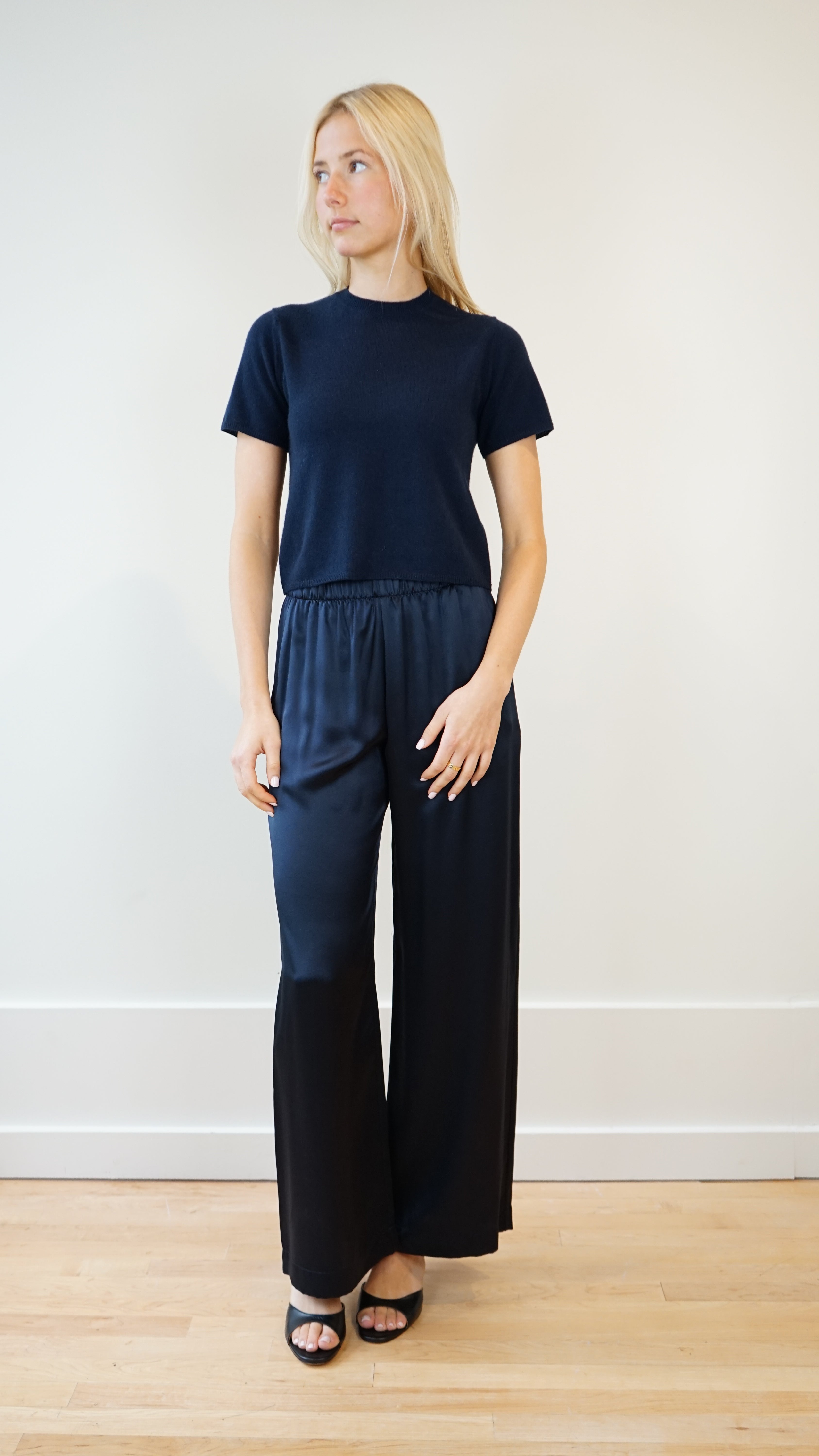 Sablyn Charleston Cashmere Crewneck Tee in Midnight Navy