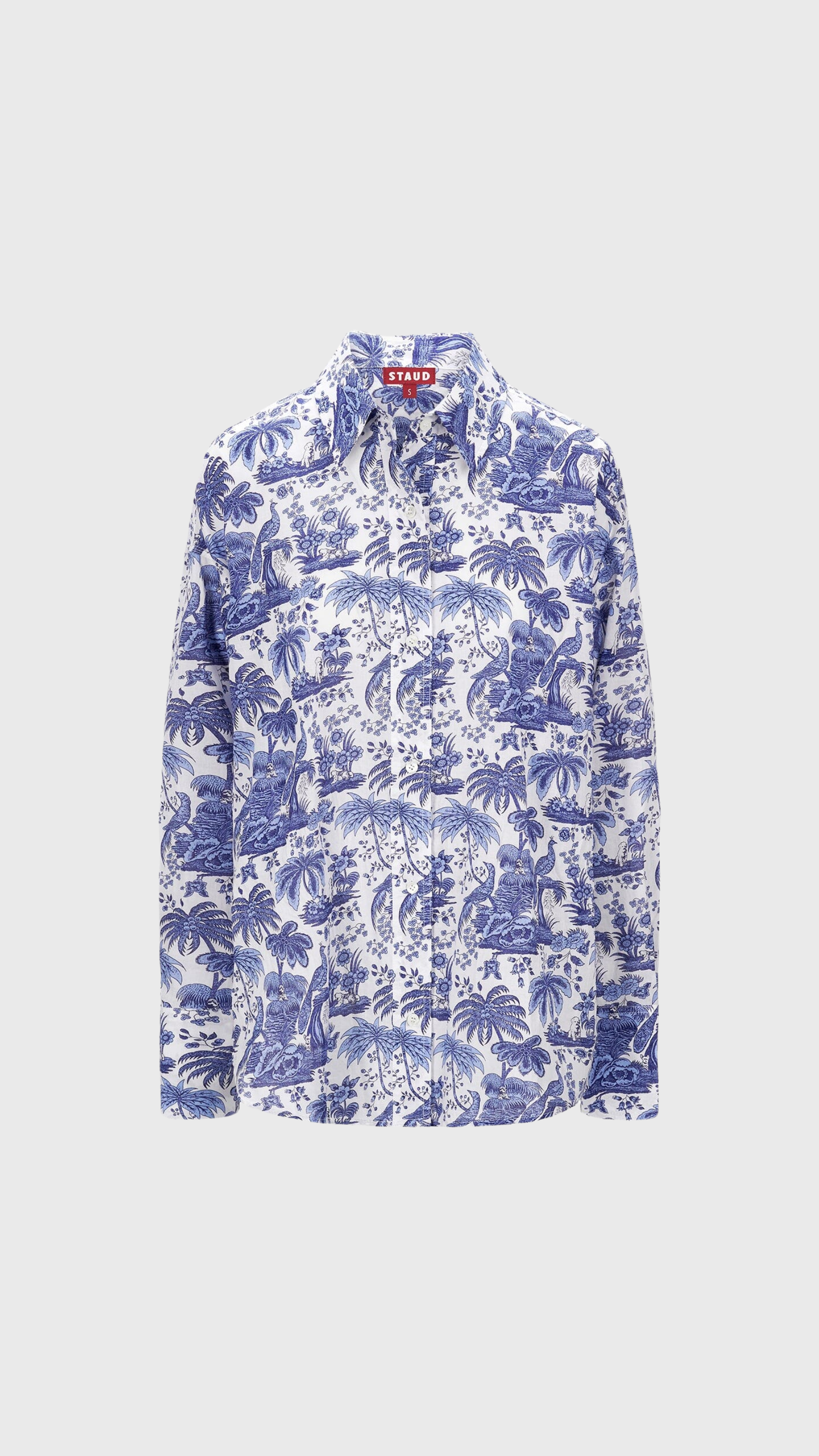 Staud Colton Shirt in Blue Toile