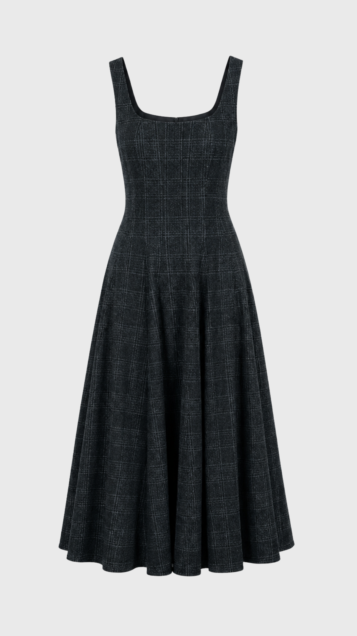 Staud Wells Plaid Dress in Ink Blue