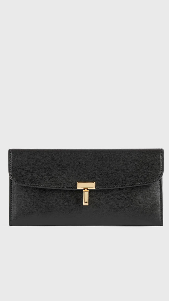 SS25【TOTEME】Compact T-Lock Leather Credit card Holder T-Lock leather cardholder black – TOTEME