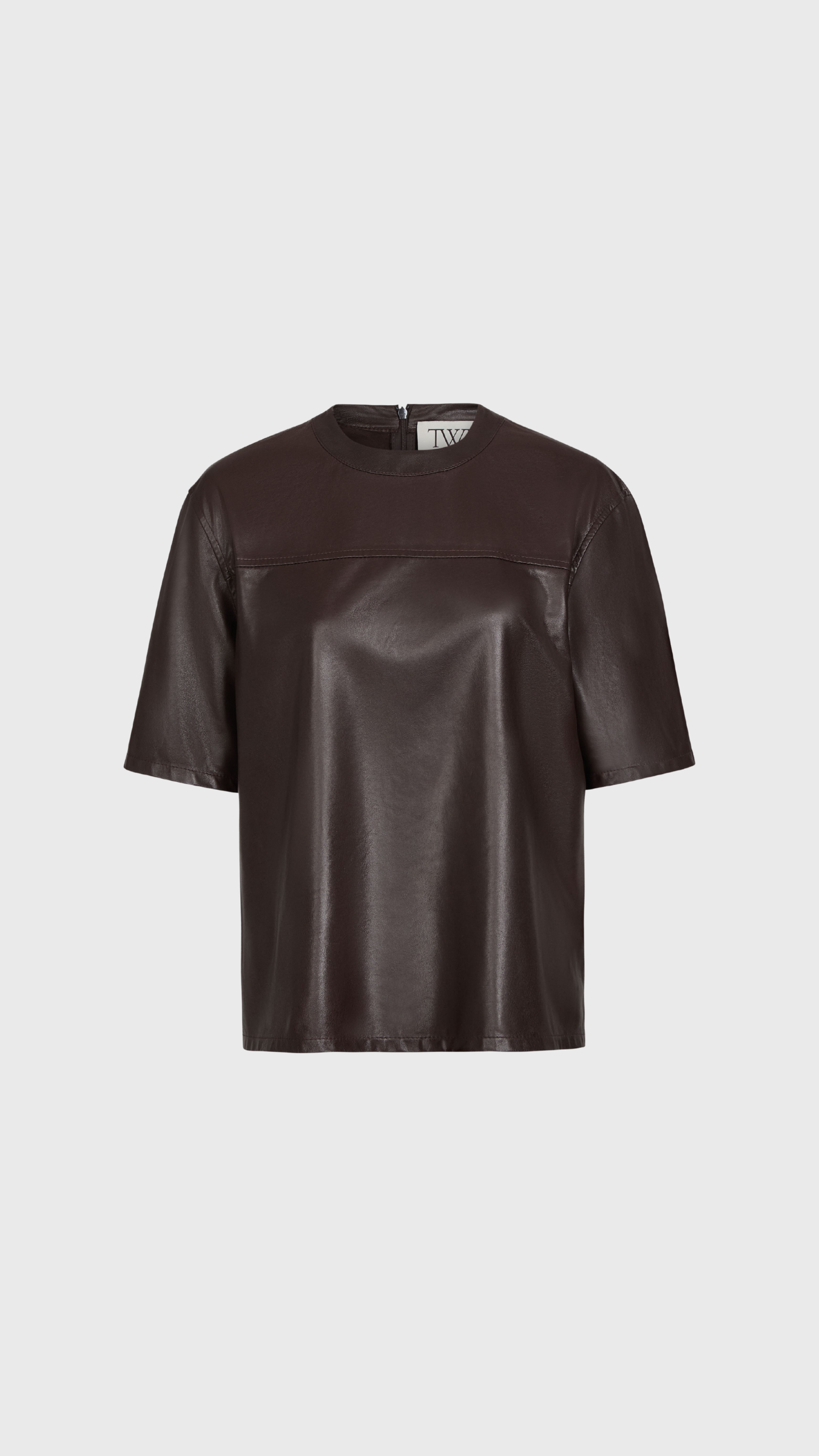 TWP Leather Biggish Tee in Dark Chocolate