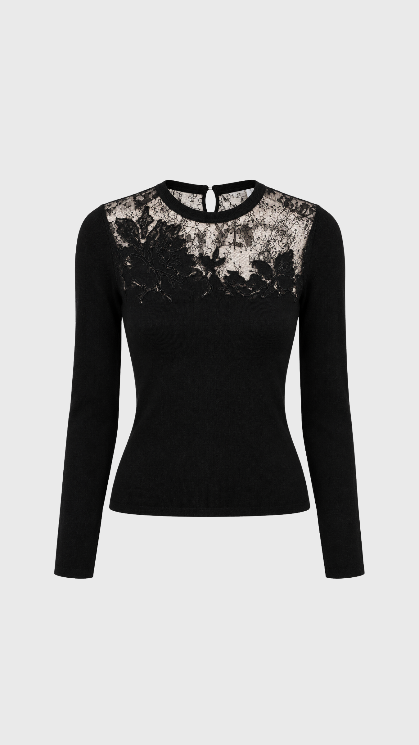 Ulla Johnson Belle Long Sleeve Lace Top in Noir