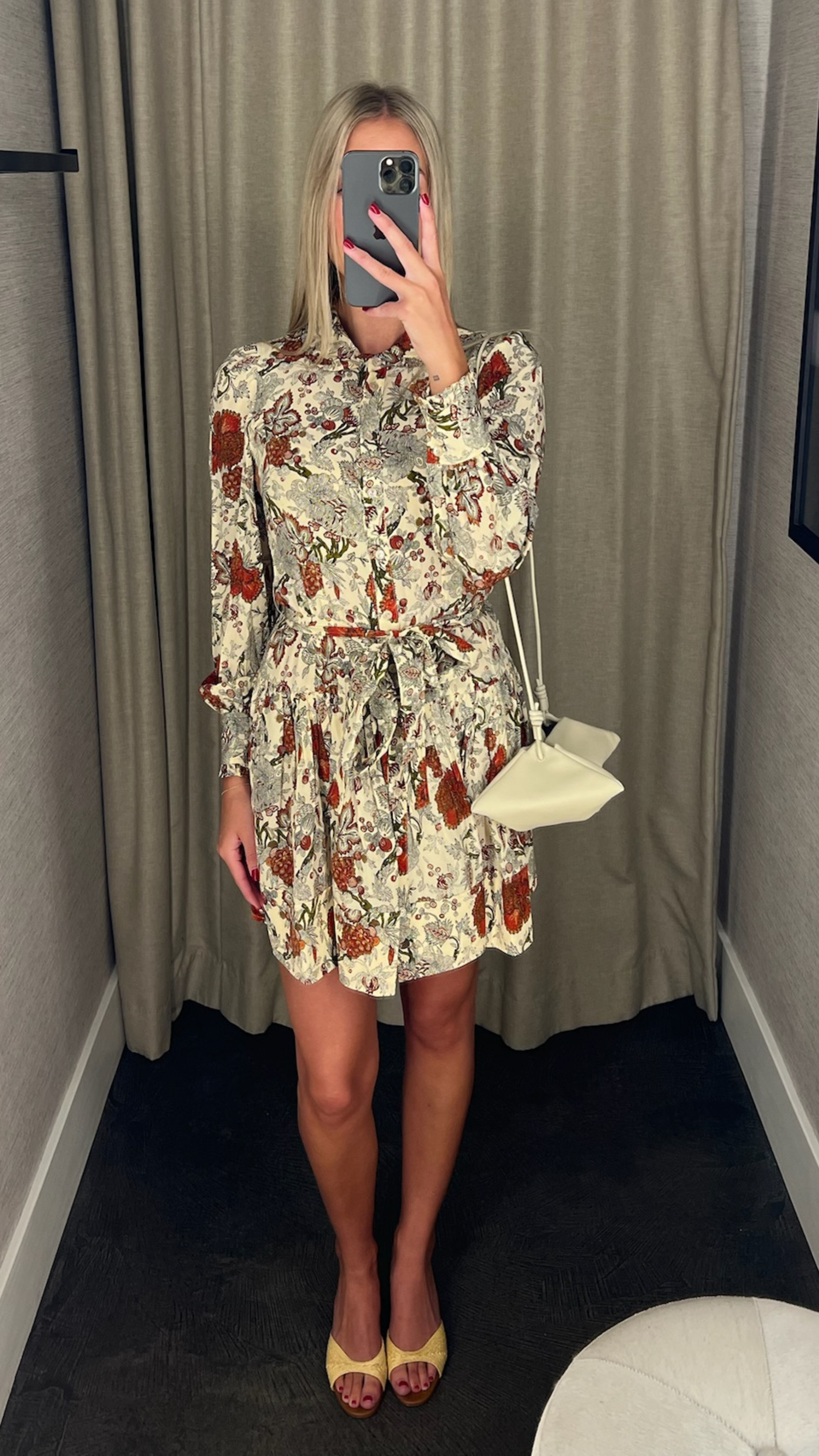 Ulla Johnson Simona Silk Long Sleeve Mini in Winter Garden