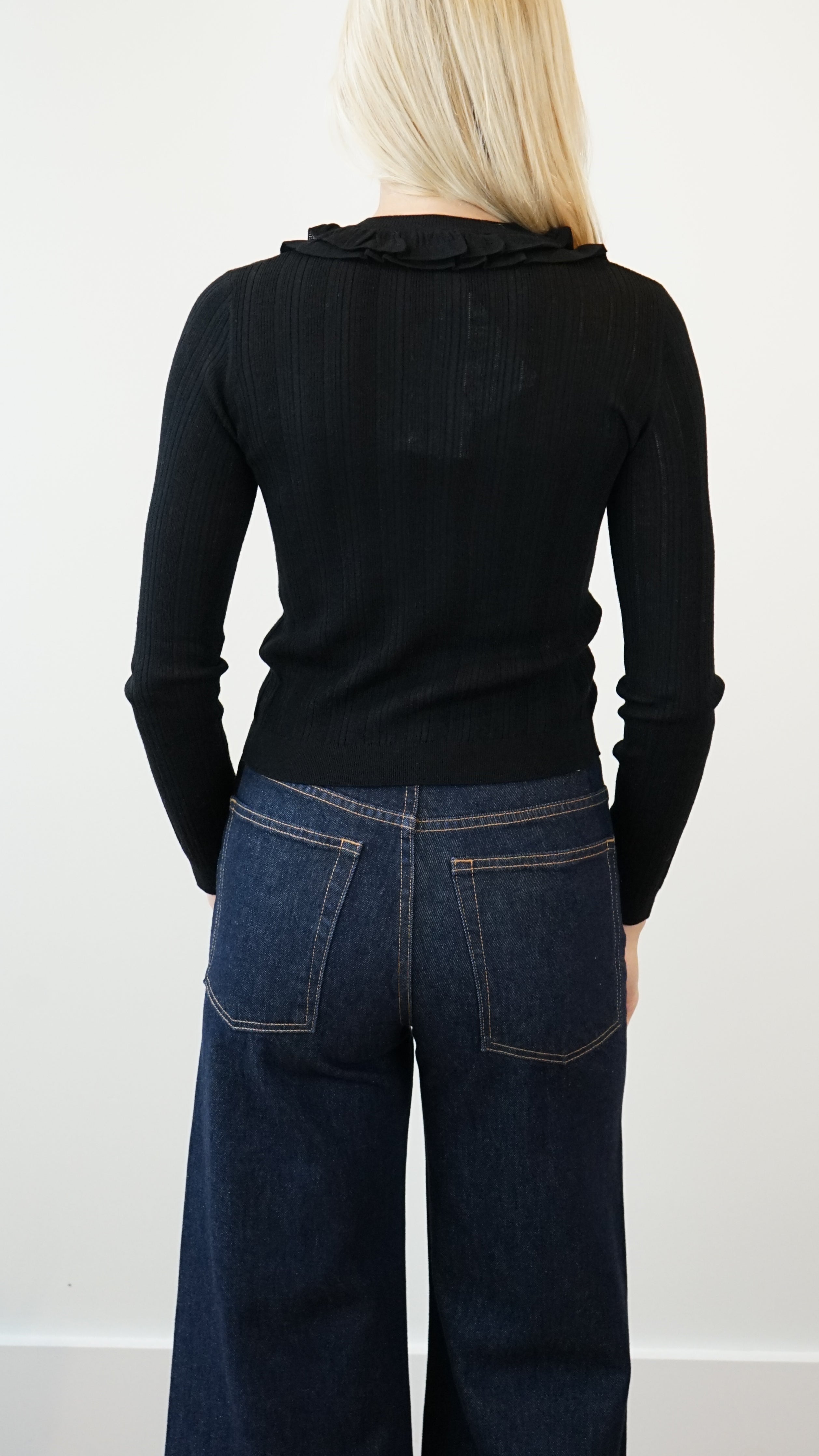 Ulla Johnson Maryel Knit Long Sleeve Cardigan in Noir