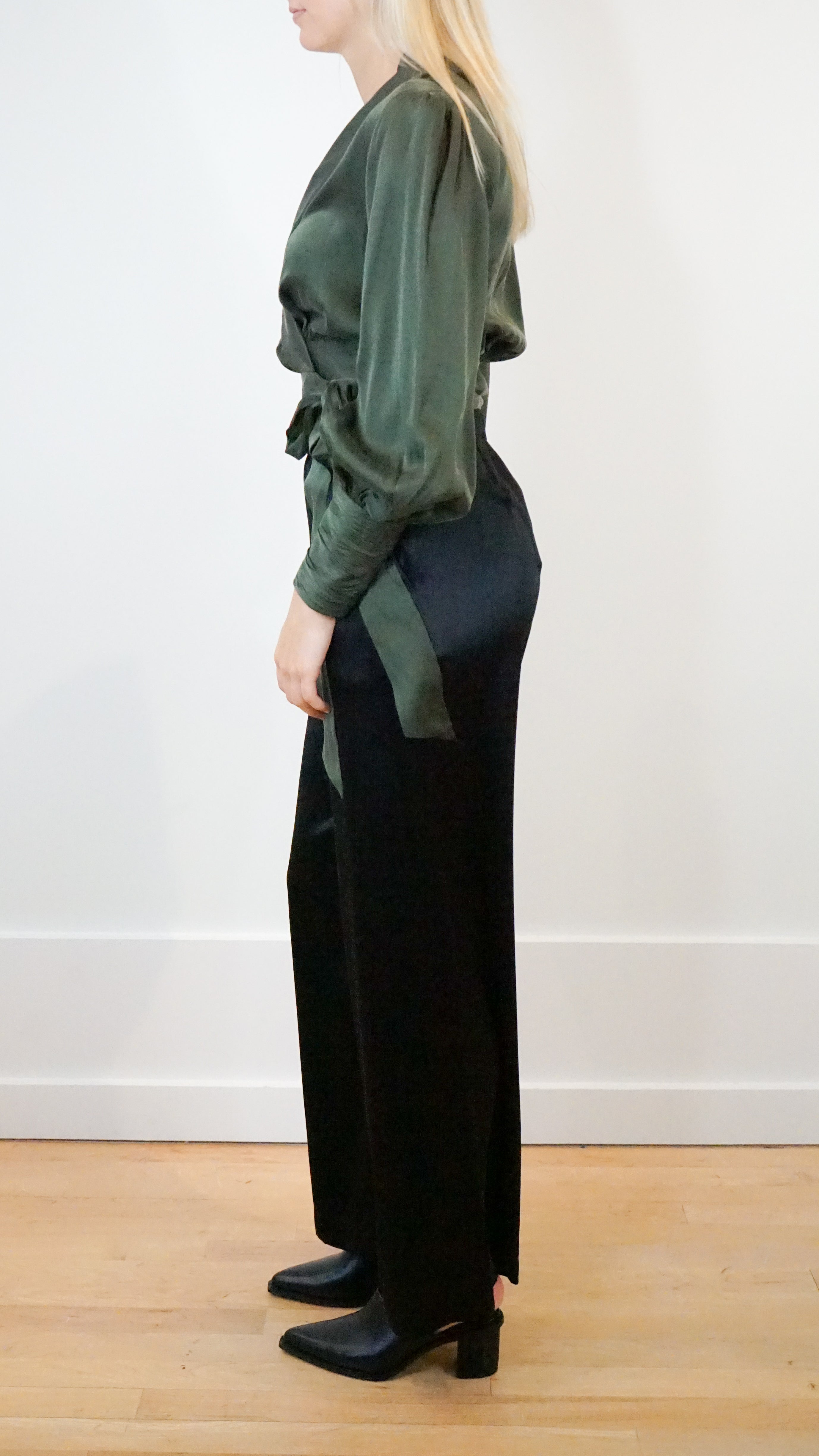Zimmermann Silk Wrap Top in Dark Green